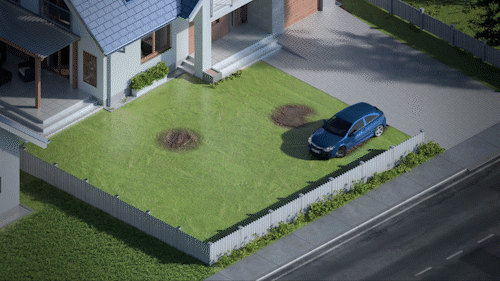 Animation of a vehicle on SurePave reinforced grass