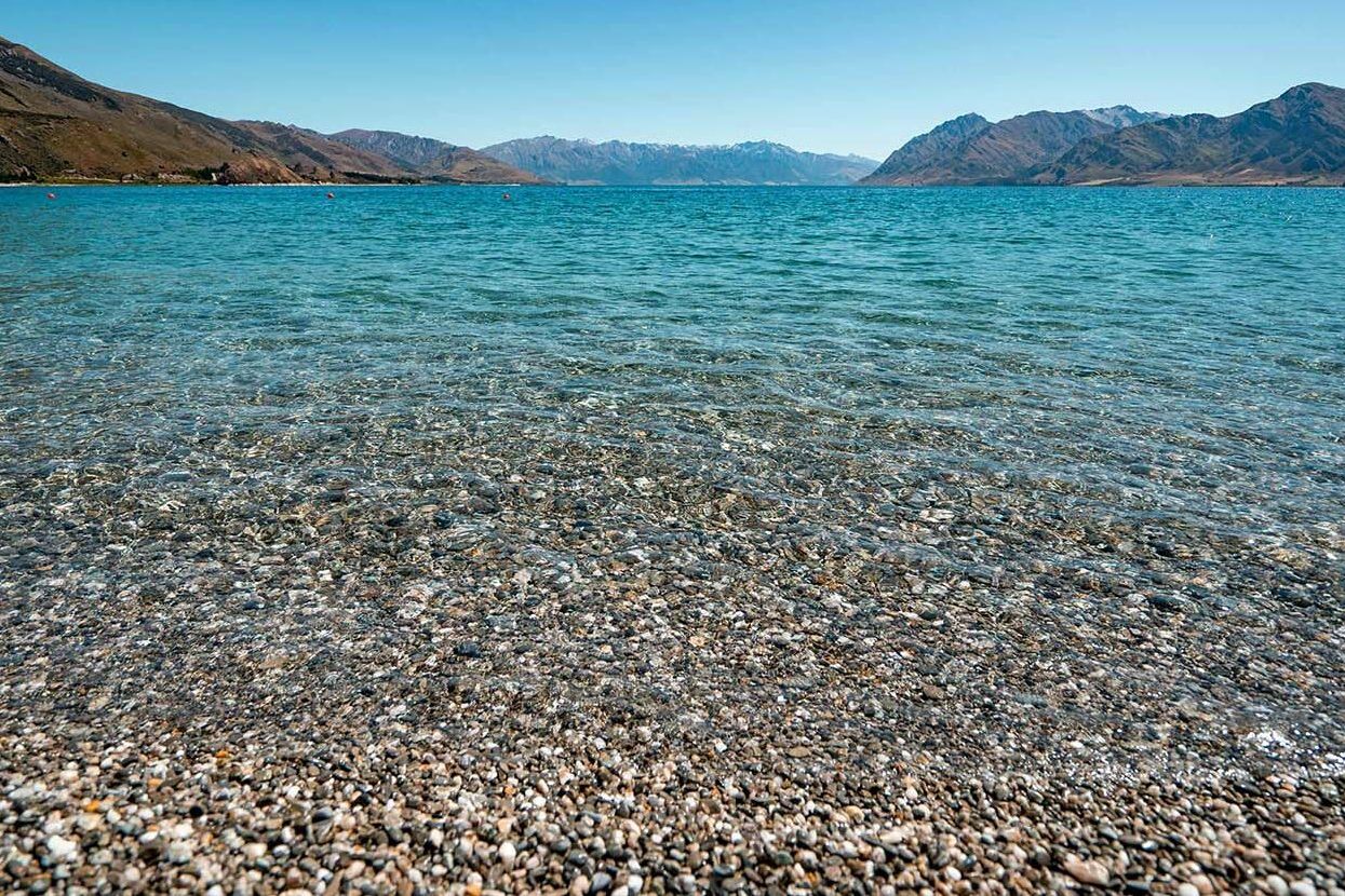 Pebbled beach in New Zealand