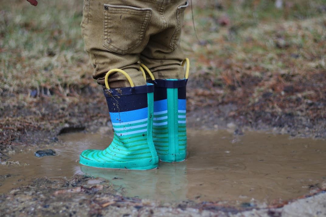 Muddy, waterlogged lawn