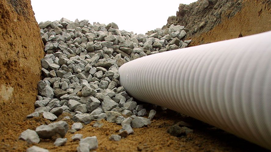 FilterSleeve on a subsoil drain pipe