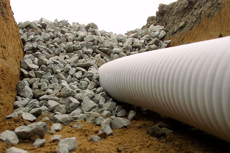 FilterSleeve on a subsoil drain pipe