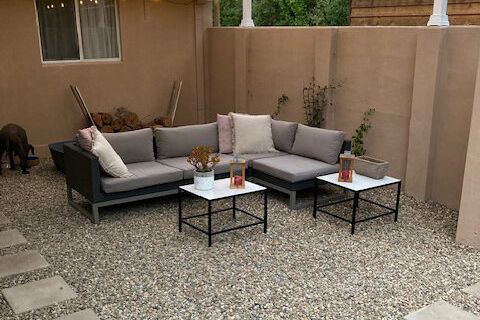 Paver patio area built with PebbleLock