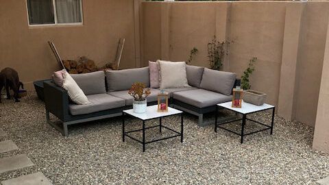 Paver patio area built with PebbleLock