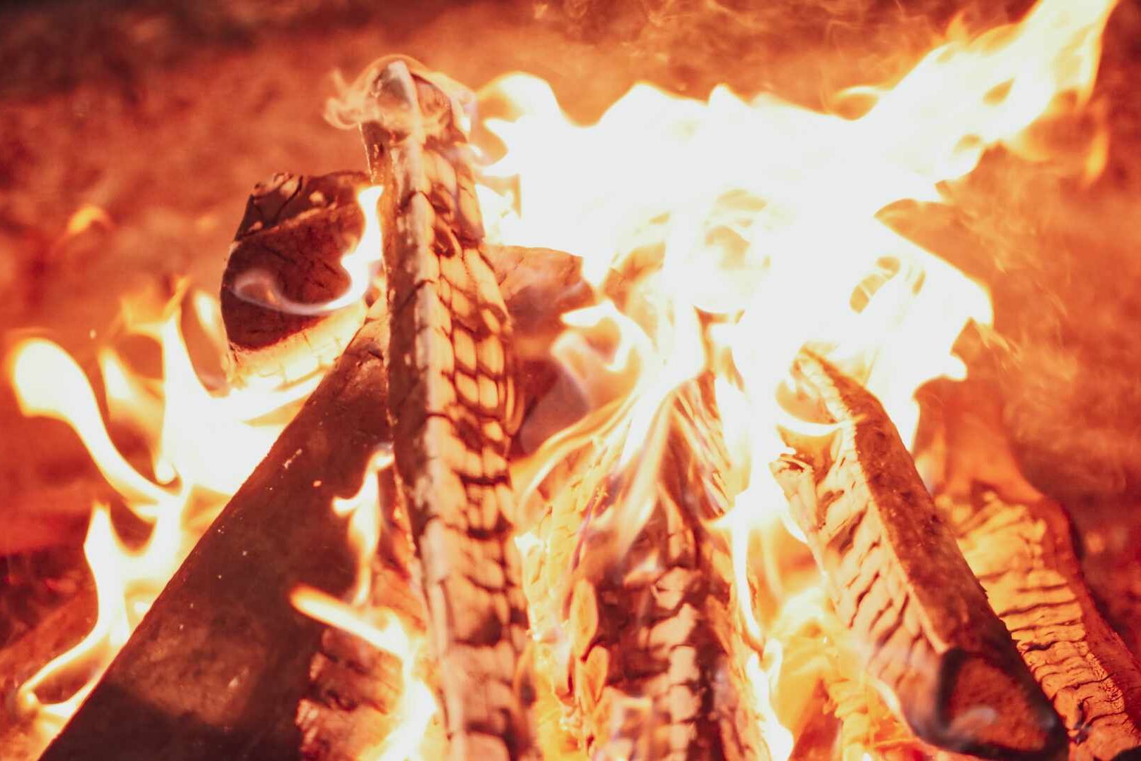 Close-up of a fire burning in a fire pit