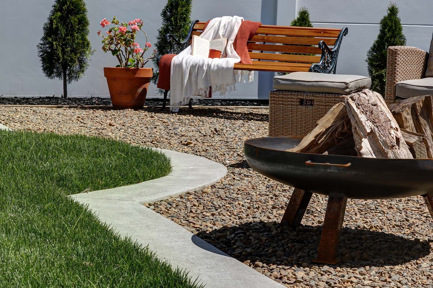 Patio built with permeable paving