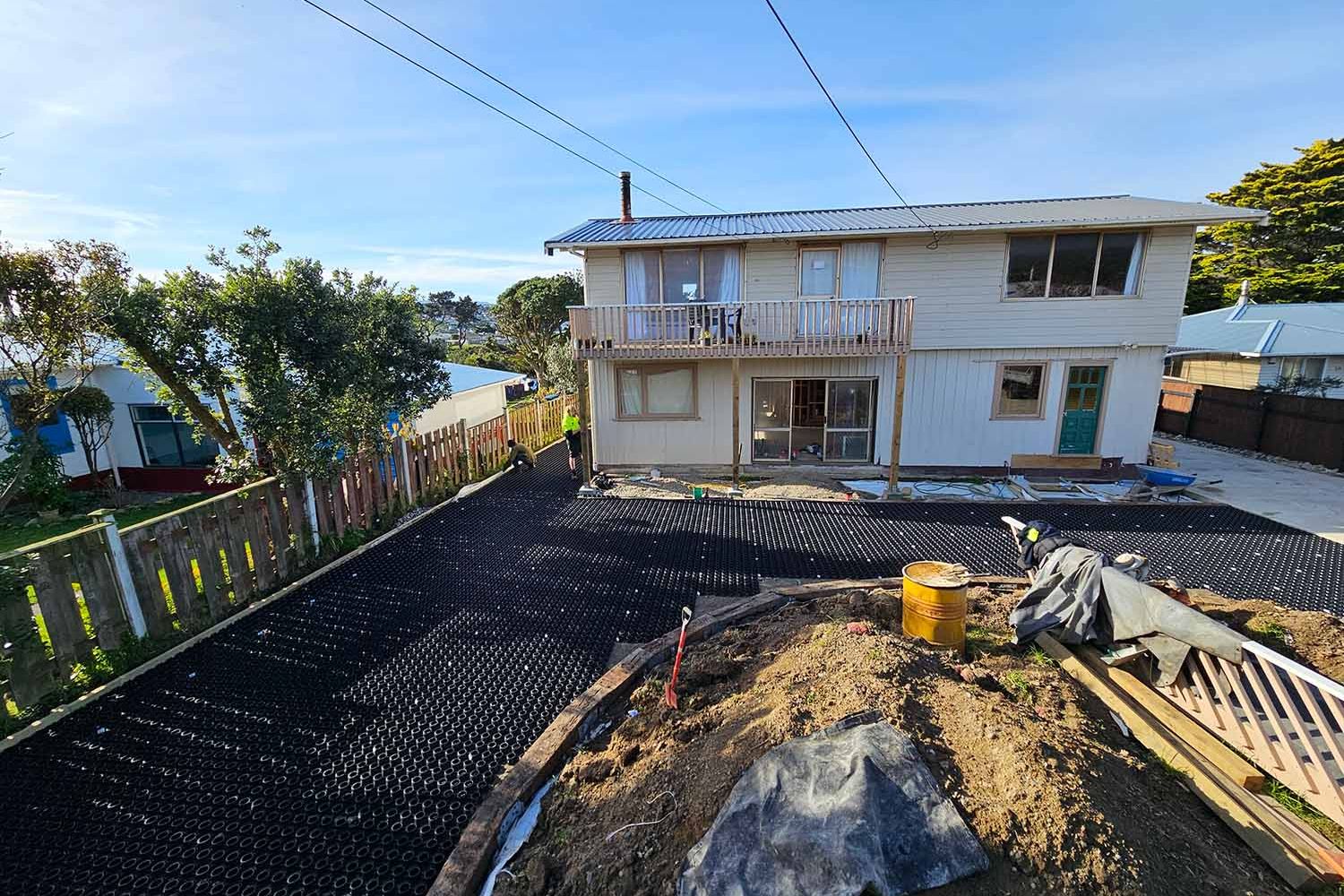 SurePave permeable driveway paving at an arborist's yard