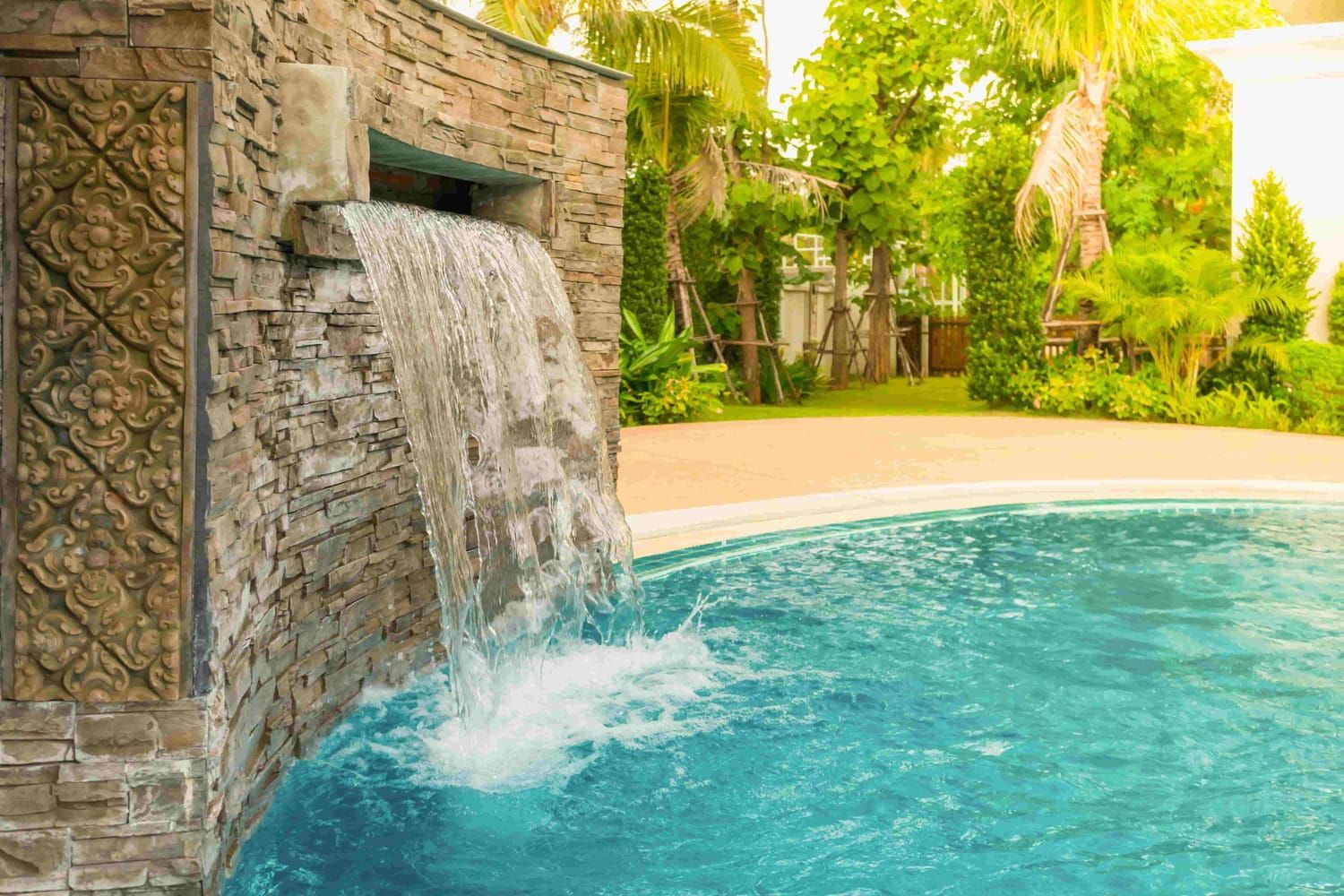 Spa pool on a level paved foundation