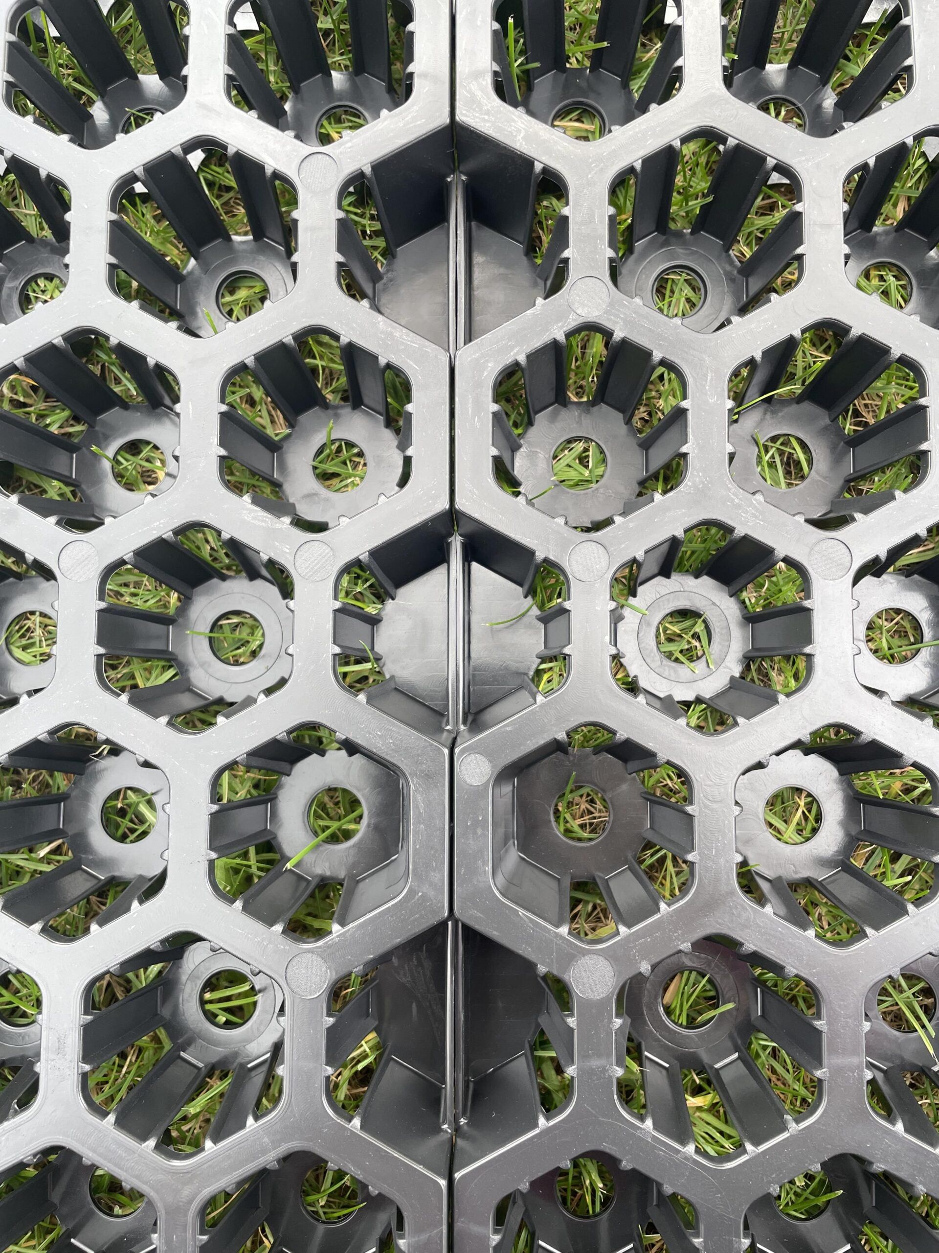 SureSoak drainage cells clipped together, showing the honeycomb structure