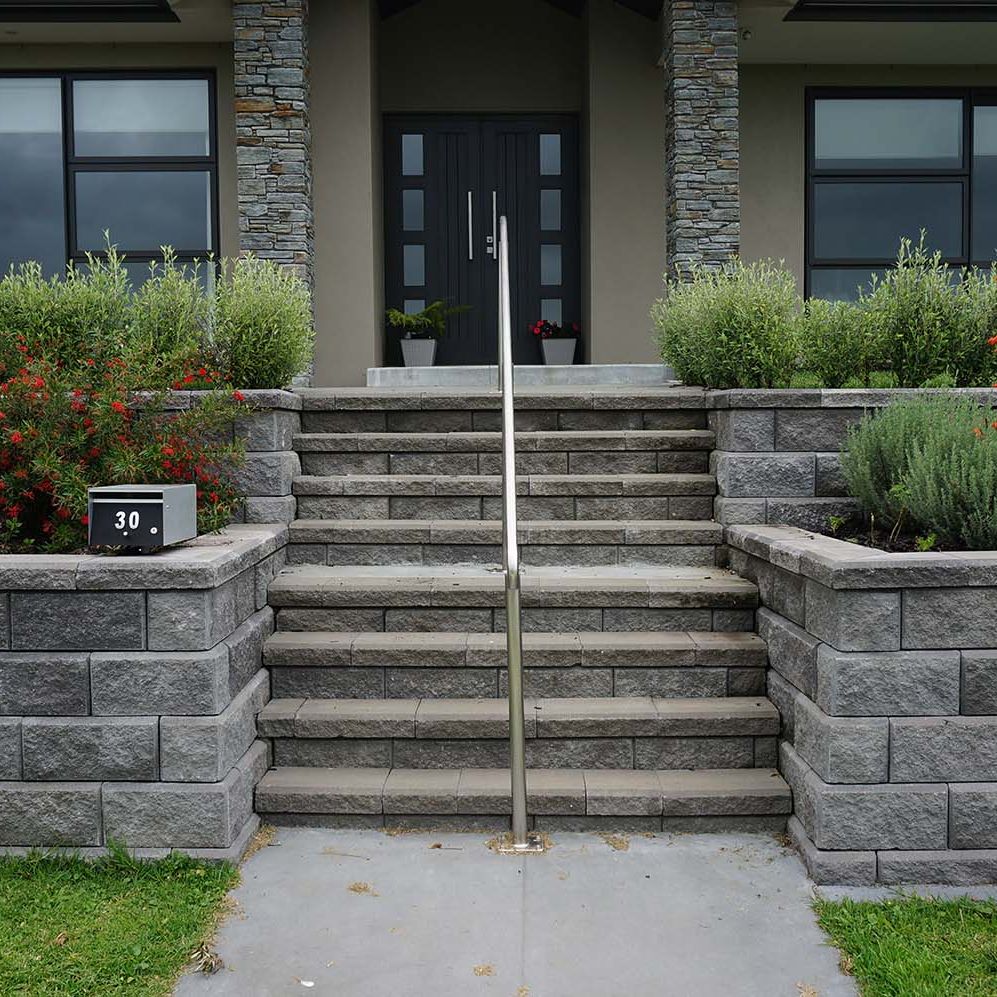 StrataGrid installed behind a home retaining wall