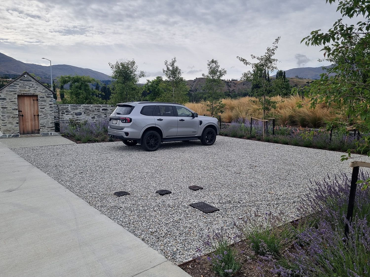 Car parking area built with SurePave permeable paving