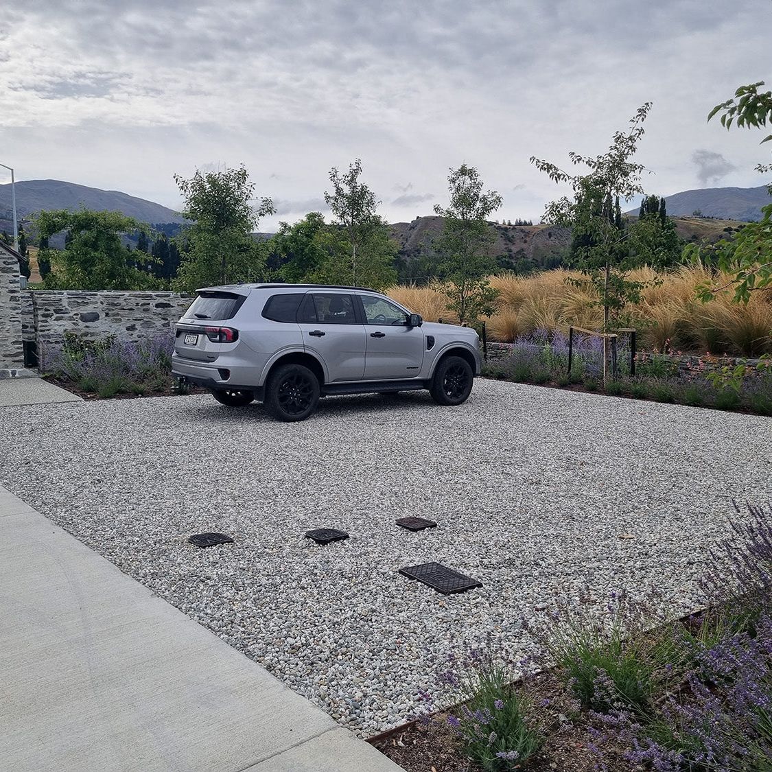 Car parking area built with SurePave permeable paving